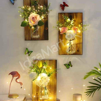 wall-mounted-flower-garland-led-jar-with-wooden-hanging-for-home-decoration-product-image