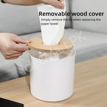 round-plastic-tissue-box-with-wooden-lid-product-image