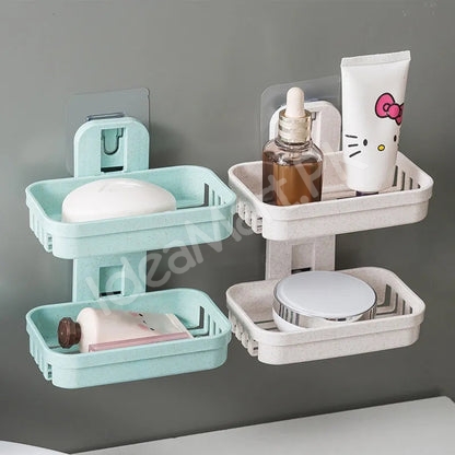 plastic-self-adhesive-wall-mounted-2-layer-soap-holder-with-drainage-feature-product-image