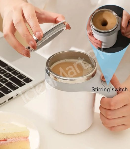 stainless-steel-rechargeable-automatic-self-stirring-coffee-mug-with-lid-for-tea-hot-chocolate-more-product-image