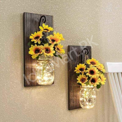 wall-mounted-flower-garland-led-jar-with-wooden-hanging-for-home-decoration-product-image
