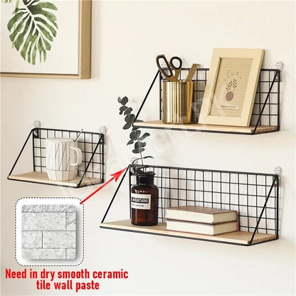 iron-wall-mounted-storage-rack-with-wooden-base-for-bathroom-kitchen-more-product-image