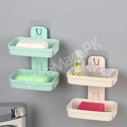 plastic-self-adhesive-wall-mounted-2-layer-soap-holder-with-drainage-feature-product-image