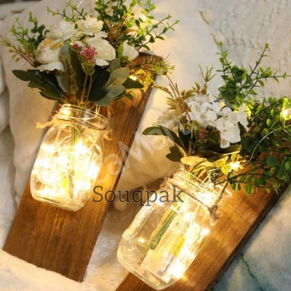 wall-mounted-flower-garland-led-jar-with-wooden-hanging-for-home-decoration-product-image