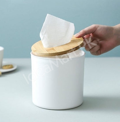 round-plastic-tissue-box-with-wooden-lid-product-image