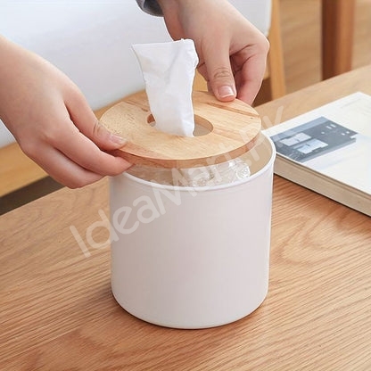 round-plastic-tissue-box-with-wooden-lid-product-image