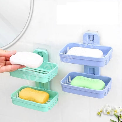 plastic-self-adhesive-wall-mounted-2-layer-soap-holder-with-drainage-feature-product-image