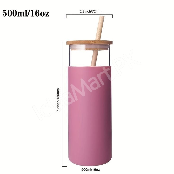 drinking-bottle-550ml-glass-with-wood-lid-straw-silicone-sleeve-for-juice-yogurt-product-image