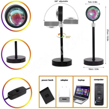 plastic-360-rotating-sunset-night-lamp-with-16-colours-remote-for-decor-bedroom-more-product-image