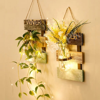 wooden-wall-hanging-glass-jar-with-flower-arrangement-wateproof-led-light-product-image