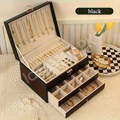 velvet-jewellery-organizer-box-with-2-drawers-necklace-hooks-for-watches-earrings-accessories-storage-product-image