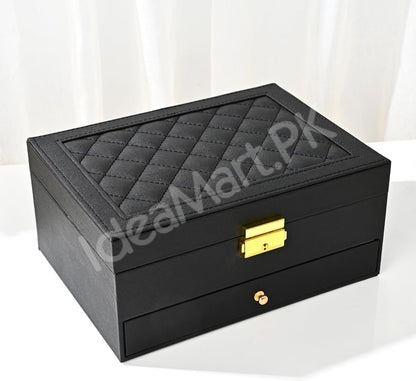 velvet-jewellery-organizer-box-with-2-drawers-necklace-hooks-for-watches-earrings-accessories-storage-product-image