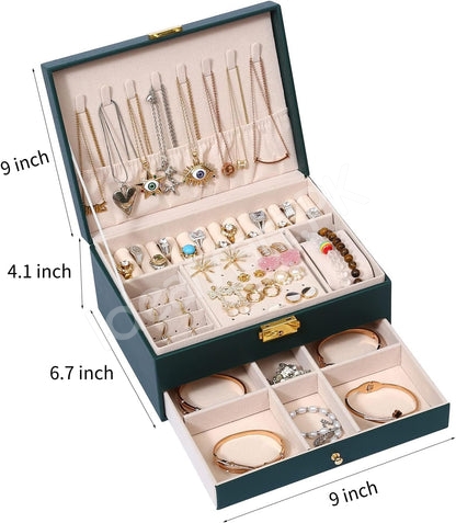 velvet-jewellery-organizer-box-with-2-drawers-necklace-hooks-for-watches-earrings-accessories-storage-product-image