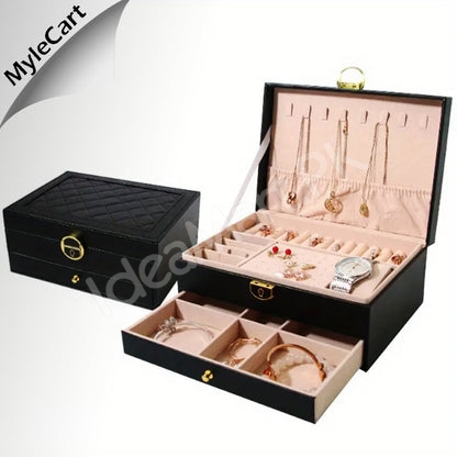 velvet-jewellery-organizer-box-with-1-drawer-necklace-hooks-for-watches-bracelets-more-product-image