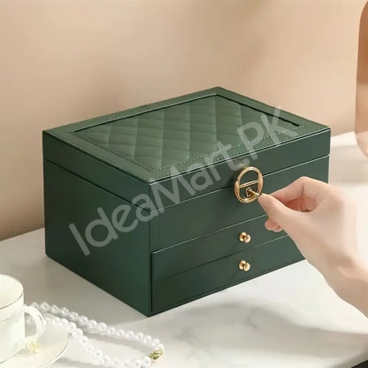 velvet-jewellery-organizer-box-with-2-drawers-necklace-hooks-for-watches-earrings-accessories-storage-product-image