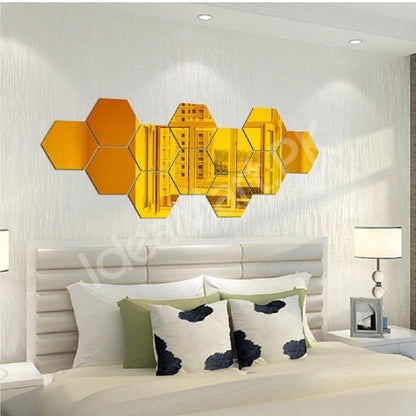 acrylic-12-pieces-hexagonal-self-adhesive-3d-mirror-wall-sticker-for-dinning-room-decor-product-image