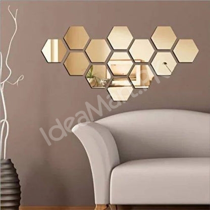 acrylic-12-pieces-hexagonal-self-adhesive-3d-mirror-wall-sticker-for-dinning-room-decor-product-image