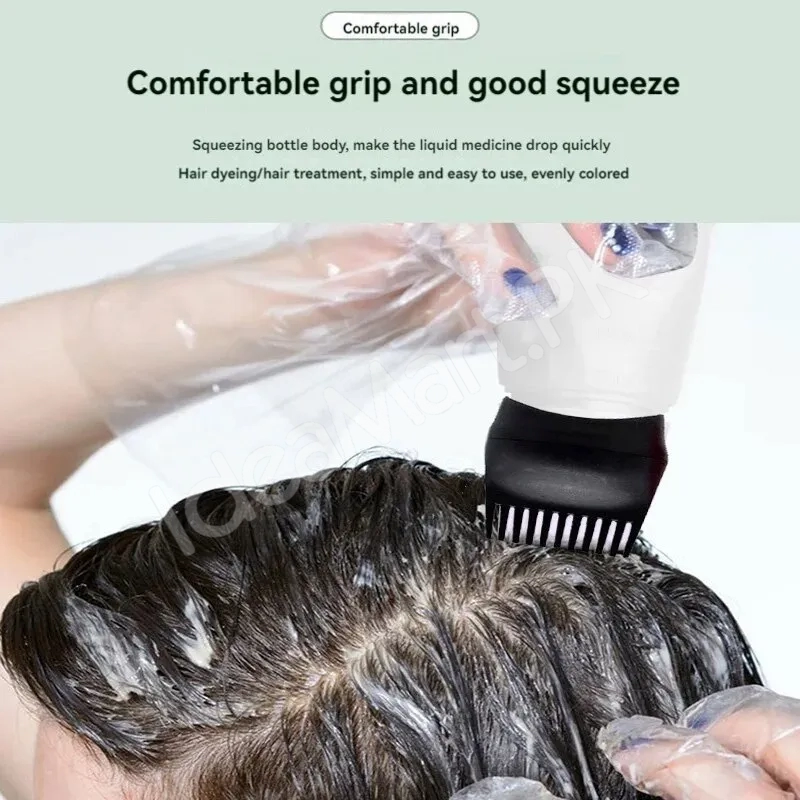 hair-dye-oil-applicator-bottle-with-comb-160ml-silicone-bottle-for-hair-coloring-scalp-treatment-salon-use-product-image