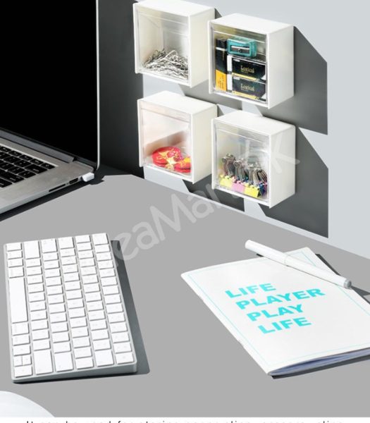 adhesive-wall-mounted-storage-box-with-transparent-flip-lid-cosmetic-organizer-for-small-items-product-image