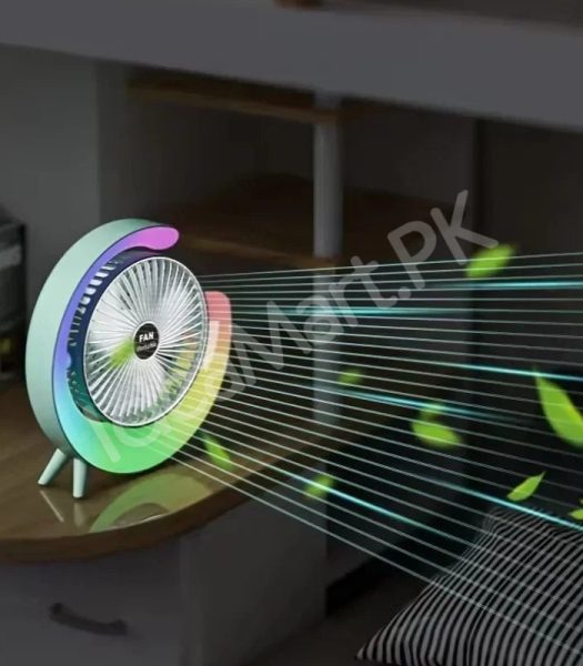 g-shaped-electric-desk-fan-with-7-color-led-light-180-rotation-usb-rechargeable-product-image