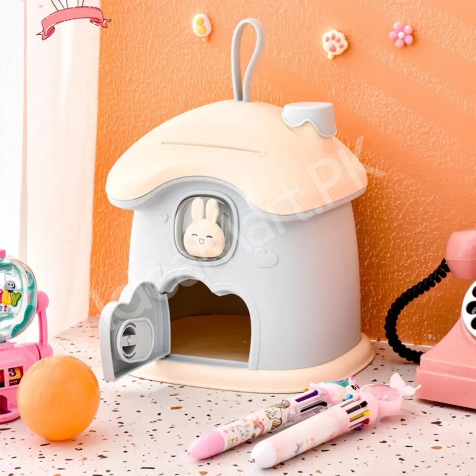 mushroom-house-shape-piggy-bank-with-rabbit-window-key-lock-product-image
