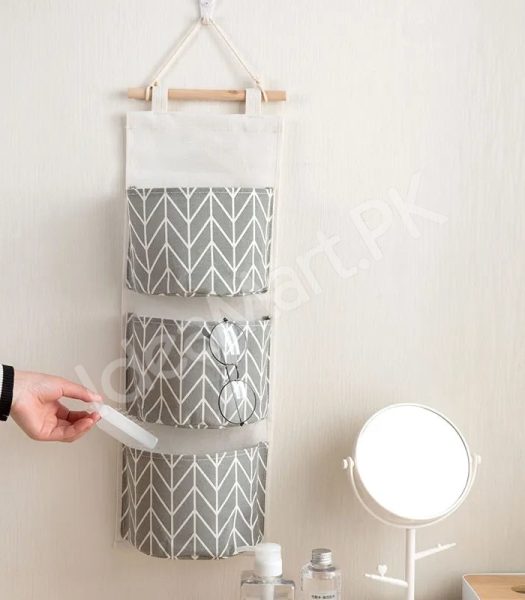 wall-hanging-fabric-storage-organizer-with-3-tier-pockets-and-wooden-rod-product-image