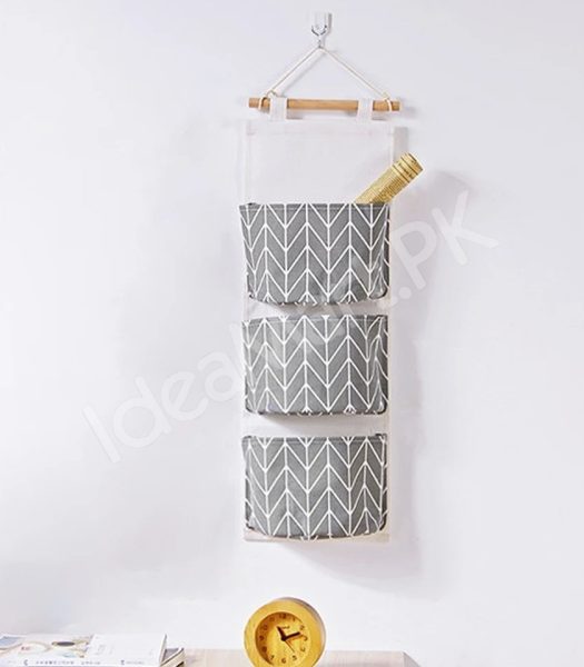 wall-hanging-fabric-storage-organizer-with-3-tier-pockets-and-wooden-rod-product-image