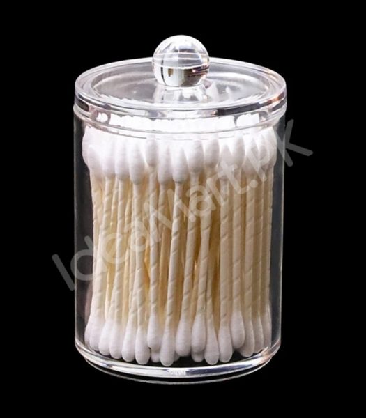 transparent-acrylic-organizer-jar-with-lid-for-cotton-swabs-pads-product-image