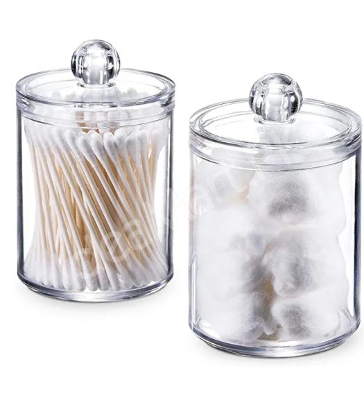 transparent-acrylic-organizer-jar-with-lid-for-cotton-swabs-pads-product-image