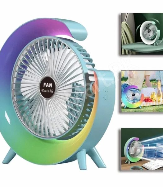 g-shaped-electric-desk-fan-with-7-color-led-light-180-rotation-usb-rechargeable-product-image