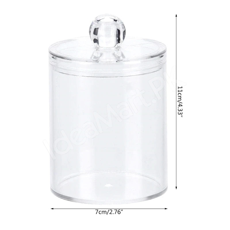 transparent-acrylic-organizer-jar-with-lid-for-cotton-swabs-pads-product-image