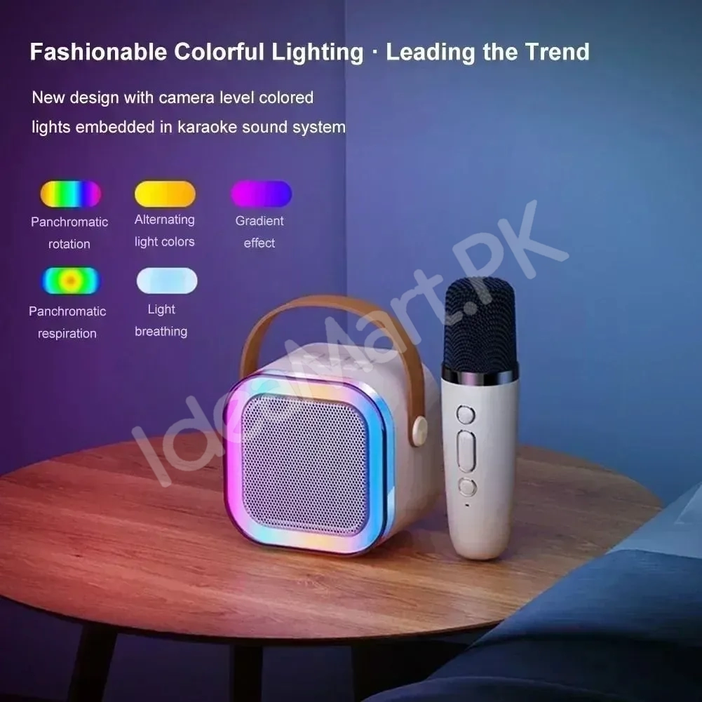 rgb-multipurpose-rechargeable-portable-karaoke-speaker-lamp-with-one-mic-box-packing-premium-quality-product-image
