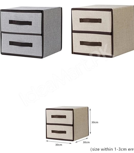 foldable-2-tier-fabric-storage-box-double-drawer-closet-organizer-product-image