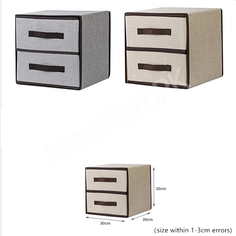 foldable-2-tier-fabric-storage-box-double-drawer-closet-organizer-product-image