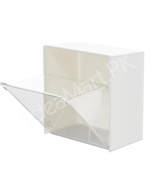 adhesive-wall-mounted-storage-box-with-transparent-flip-lid-cosmetic-organizer-for-small-items-product-image