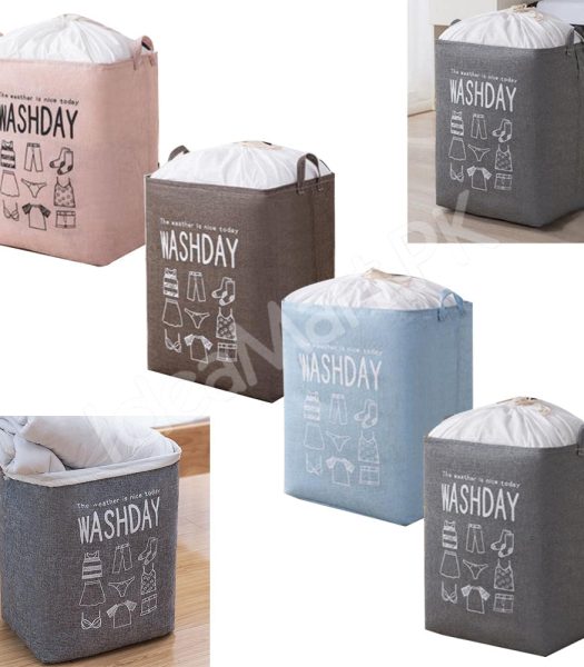 waterproof-collapsible-laundry-bin-with-handles-and-drawstring-top-for-home-and-bedroom-product-image