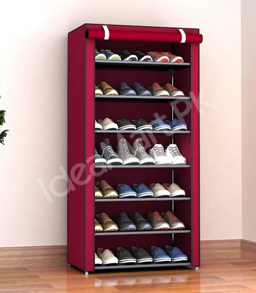 5-tier-portable-shoe-rack-organizer-with-roll-up-dustproof-fabric-cover-metal-frame-product-image