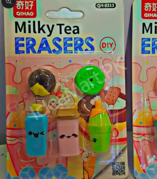 qiaho-3d-milky-tea-eraser-cute-bubble-tea-design-smooth-smudge-free-for-kids-students-product-image