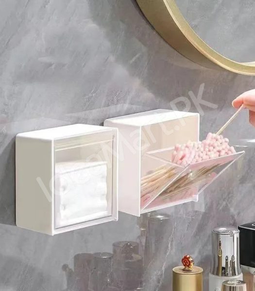 adhesive-wall-mounted-storage-box-with-transparent-flip-lid-cosmetic-organizer-for-small-items-product-image