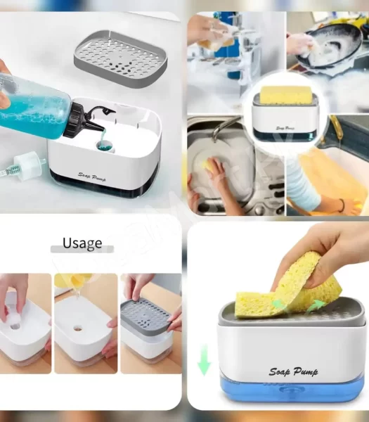 kitchen-dish-soap-dispenser-with-sponge-holder-newest-2-in-1-countertop-soap-pump-dispenserfor-kitchen-sink-dishwashing-soap-dispensers12-5-ounces-product-image