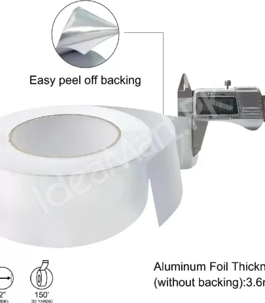 silver-aluminium-foil-tape-adhesive-duct-tape-heat-proof-multiple-use-for-heating-air-conditioning-repairs-2-inches-heat-and-light-reflective-5-meter-product-image