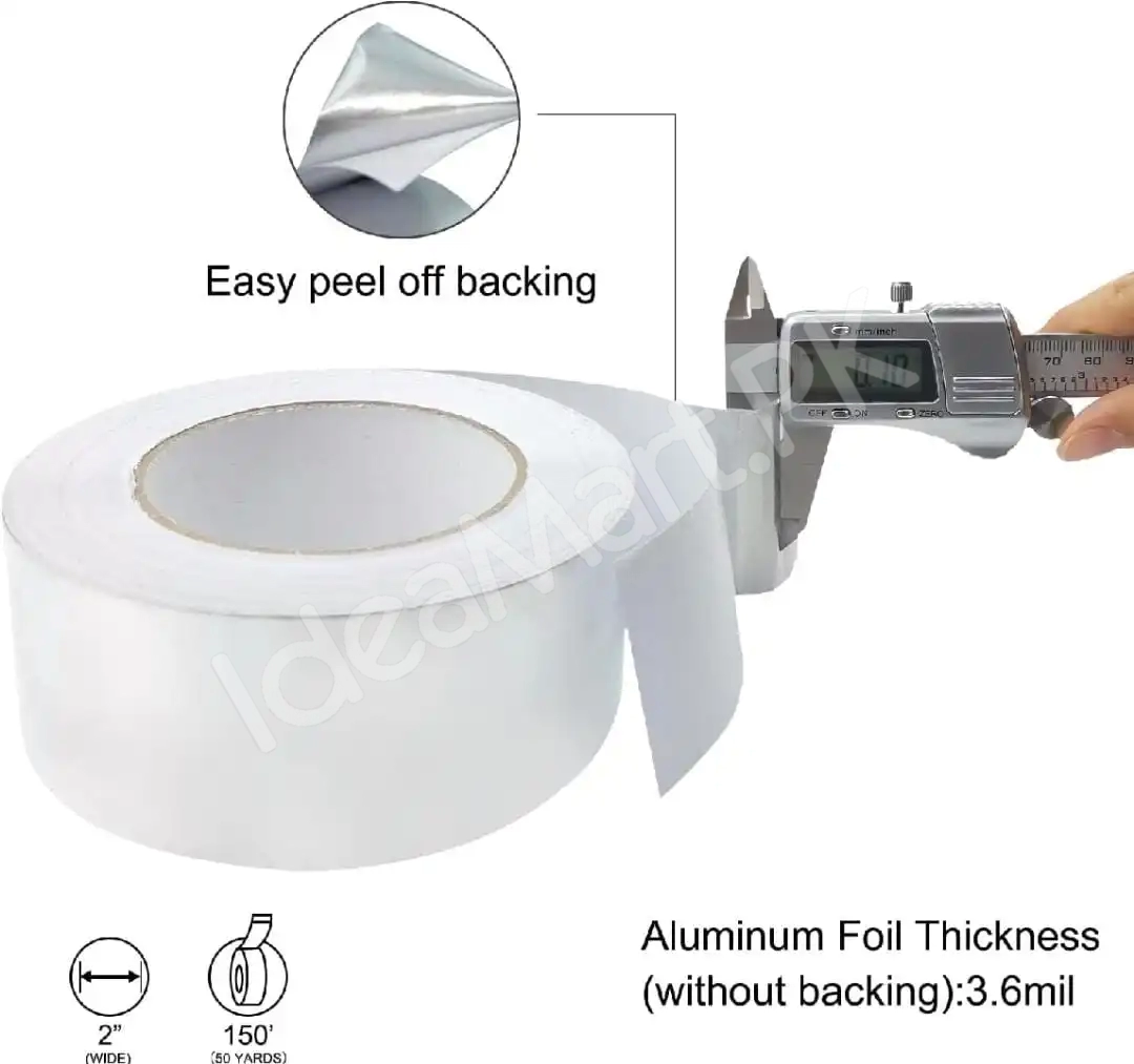 silver-aluminium-foil-tape-adhesive-duct-tape-heat-proof-multiple-use-for-heating-air-conditioning-repairs-2-inches-heat-and-light-reflective-5-meter-product-image