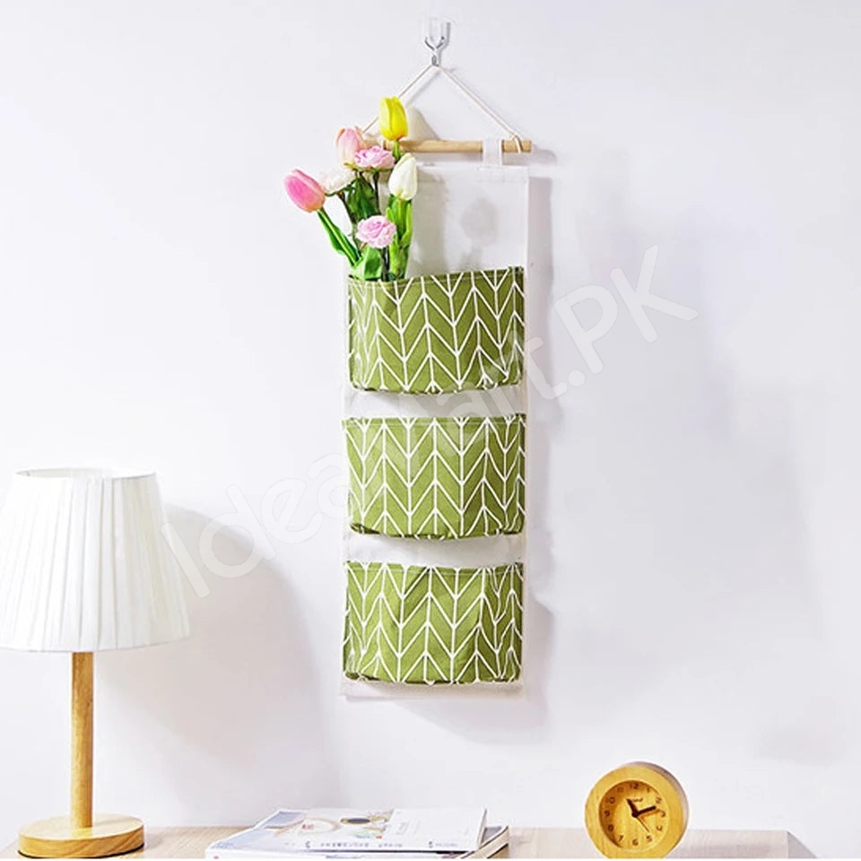 wall-hanging-fabric-storage-organizer-with-3-tier-pockets-and-wooden-rod-product-image
