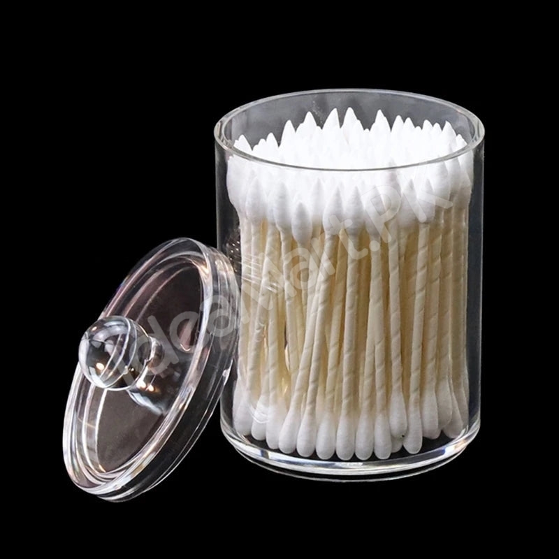 transparent-acrylic-organizer-jar-with-lid-for-cotton-swabs-pads-product-image