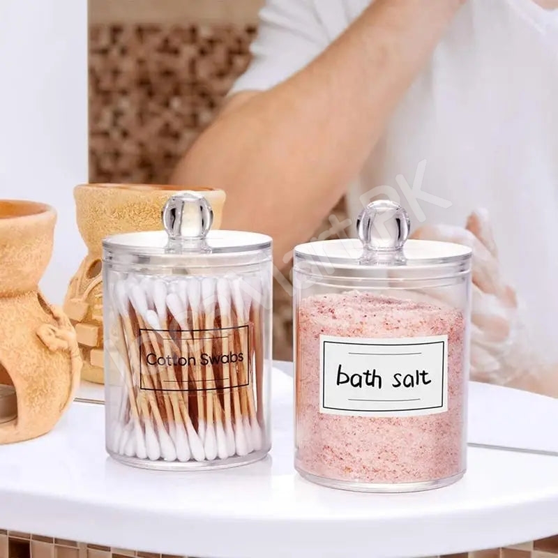 transparent-acrylic-organizer-jar-with-lid-for-cotton-swabs-pads-product-image