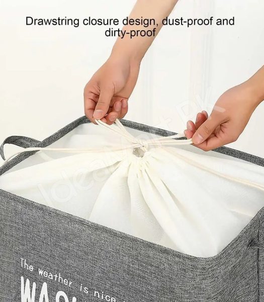 waterproof-collapsible-laundry-bin-with-handles-and-drawstring-top-for-home-and-bedroom-product-image