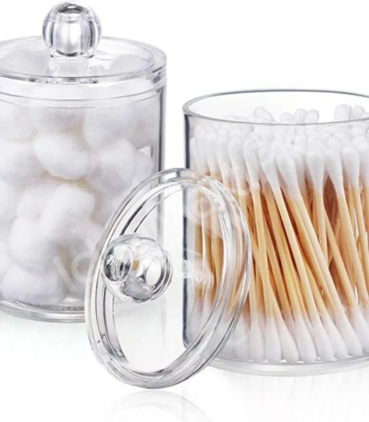transparent-acrylic-organizer-jar-with-lid-for-cotton-swabs-pads-product-image