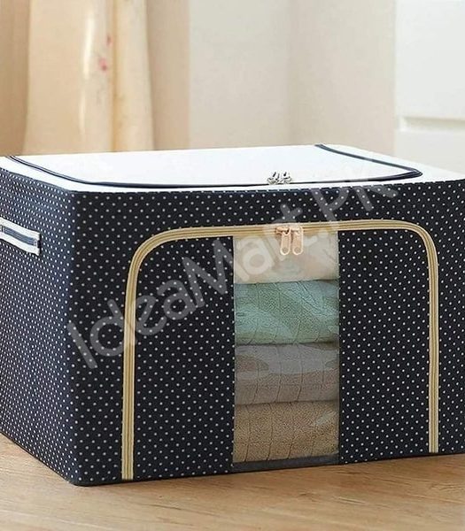 foldable-66-liter-clothes-and-blanket-storage-organizer-with-steel-frame-dual-zippers-product-image