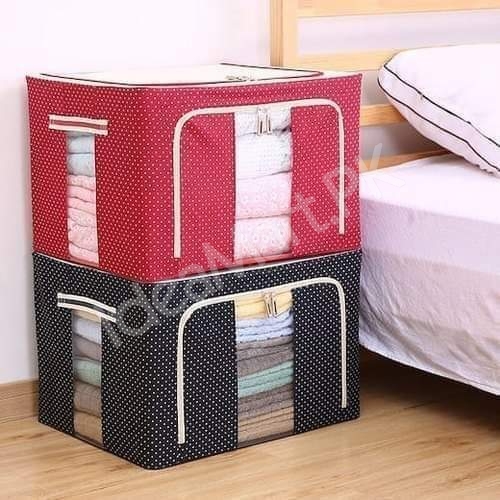 foldable-66-liter-clothes-and-blanket-storage-organizer-with-steel-frame-dual-zippers-product-image