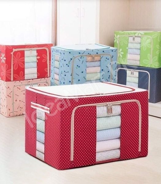 foldable-66-liter-clothes-and-blanket-storage-organizer-with-steel-frame-dual-zippers-product-image